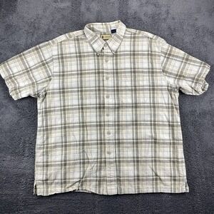 Izod Jeans Shirt Men‎ XXL Linen Blend Plaid Button Down